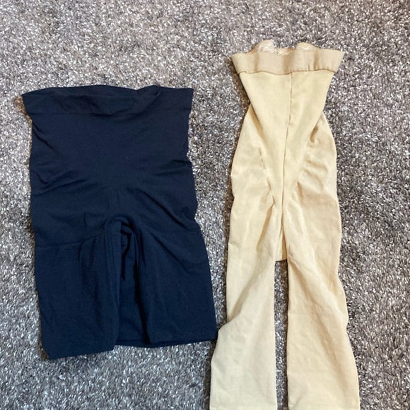 Shapewear High Waisted Shorts 2 Pair Black SPANX Sz L No Sz Tan NWOT - Picture 1 of 5